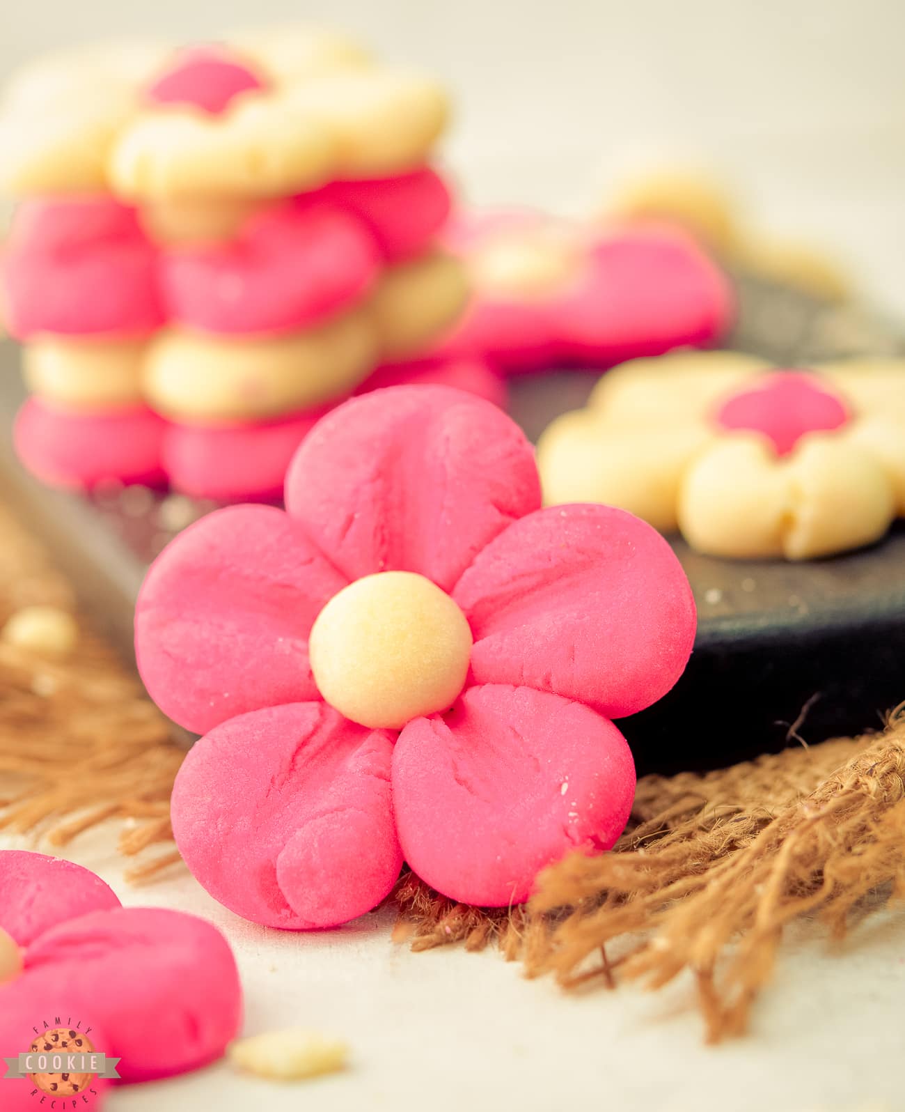 pink flower cookies