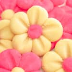 cute butter cookies shaped like pink daisies