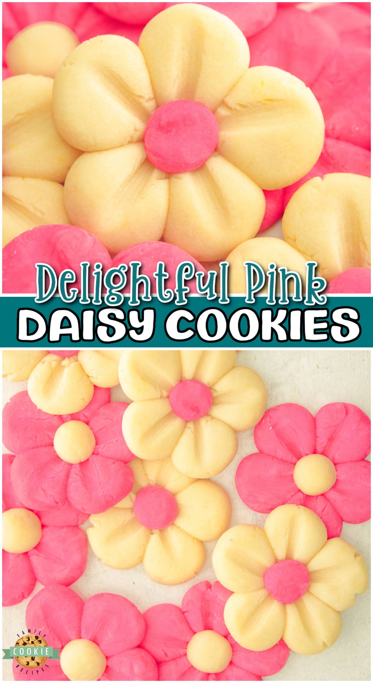Pink Daisy Cookies are made from a buttery vanilla dough formed to look like pretty blooming flower petals perfect for parties! 