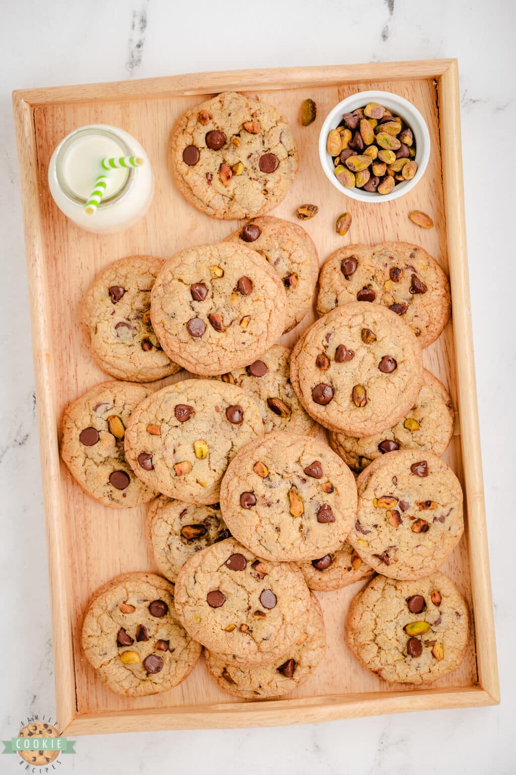 Toasted Pistachio Chocolate Chip Cookies - Family Cookie Recipes