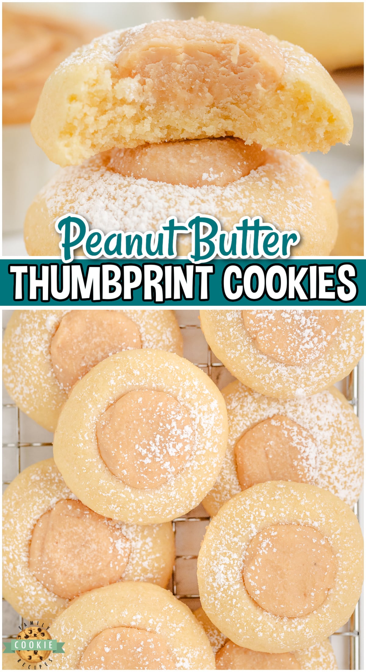 Peanut Butter Thumbprint Cookies are a twist on a classic cookie!  Soft, chewy thumbprint cookies with a delightful sweet, peanut butter fudge filling!  