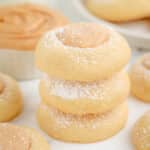 stack of peanut butter thumbprint cookies