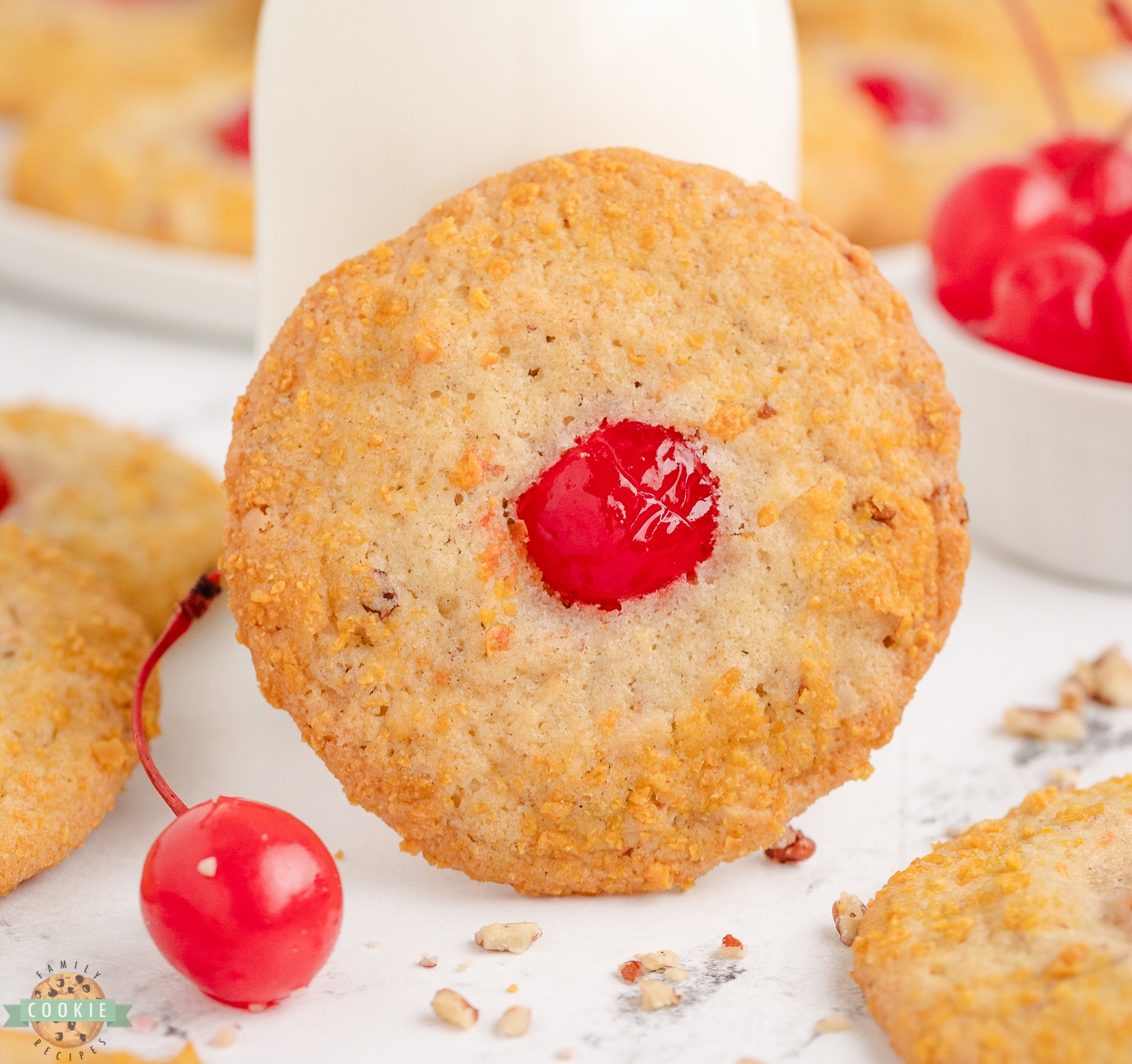 cherry crunch cookies with milk