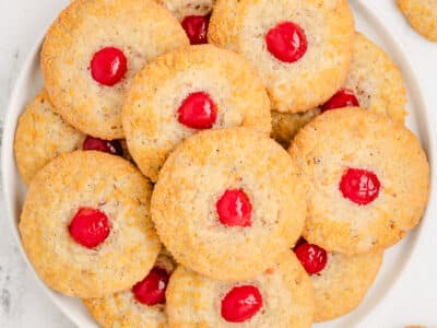 cherry crunch cookies on a plate