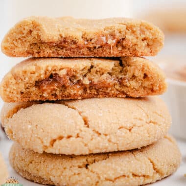 peanut butter surprise cookies stuffed with a Milk Dud candy