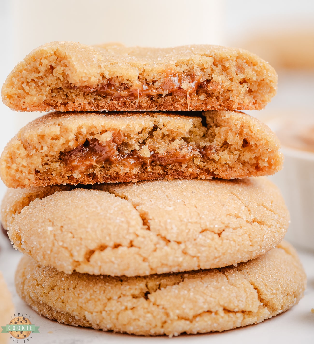 peanut butter surprise cookies stuffed with a Milk Dud candy