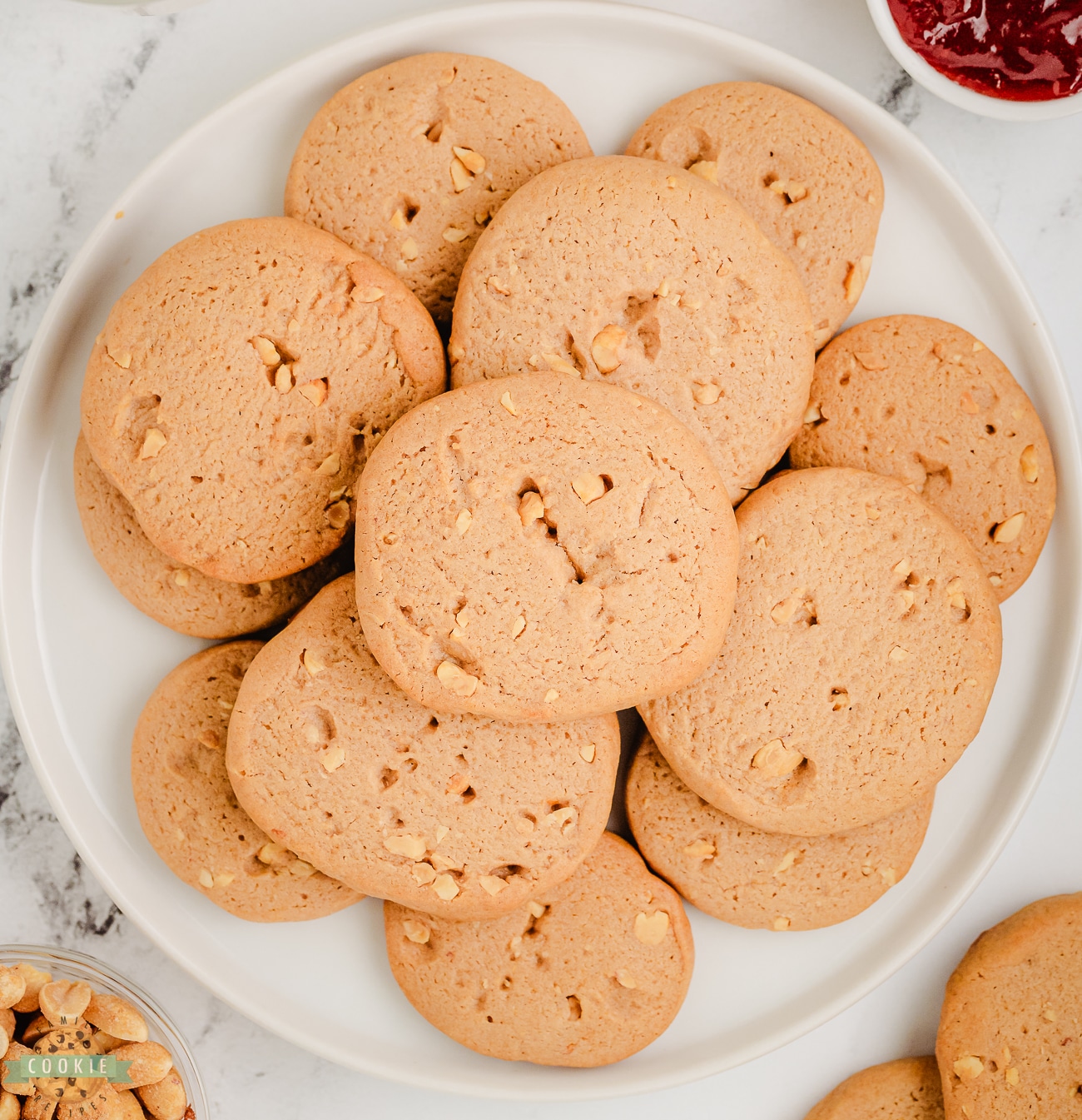 plateful of peanut butter and jelly cookies