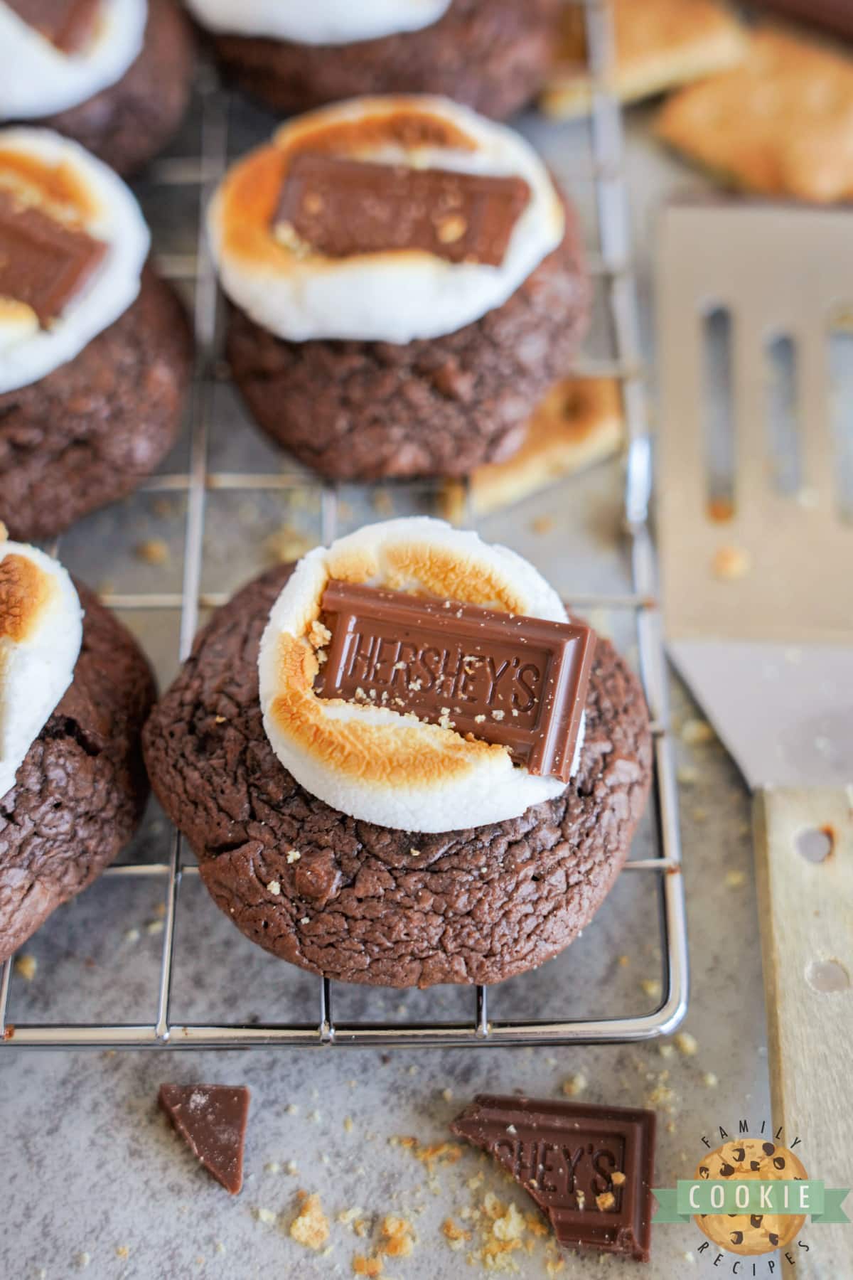 S'mores Brownie Mix Cookies made with brownie mix, graham crackers, and marshmallows. A deliciously easy cookie recipe that tastes like your favorite summer treat!