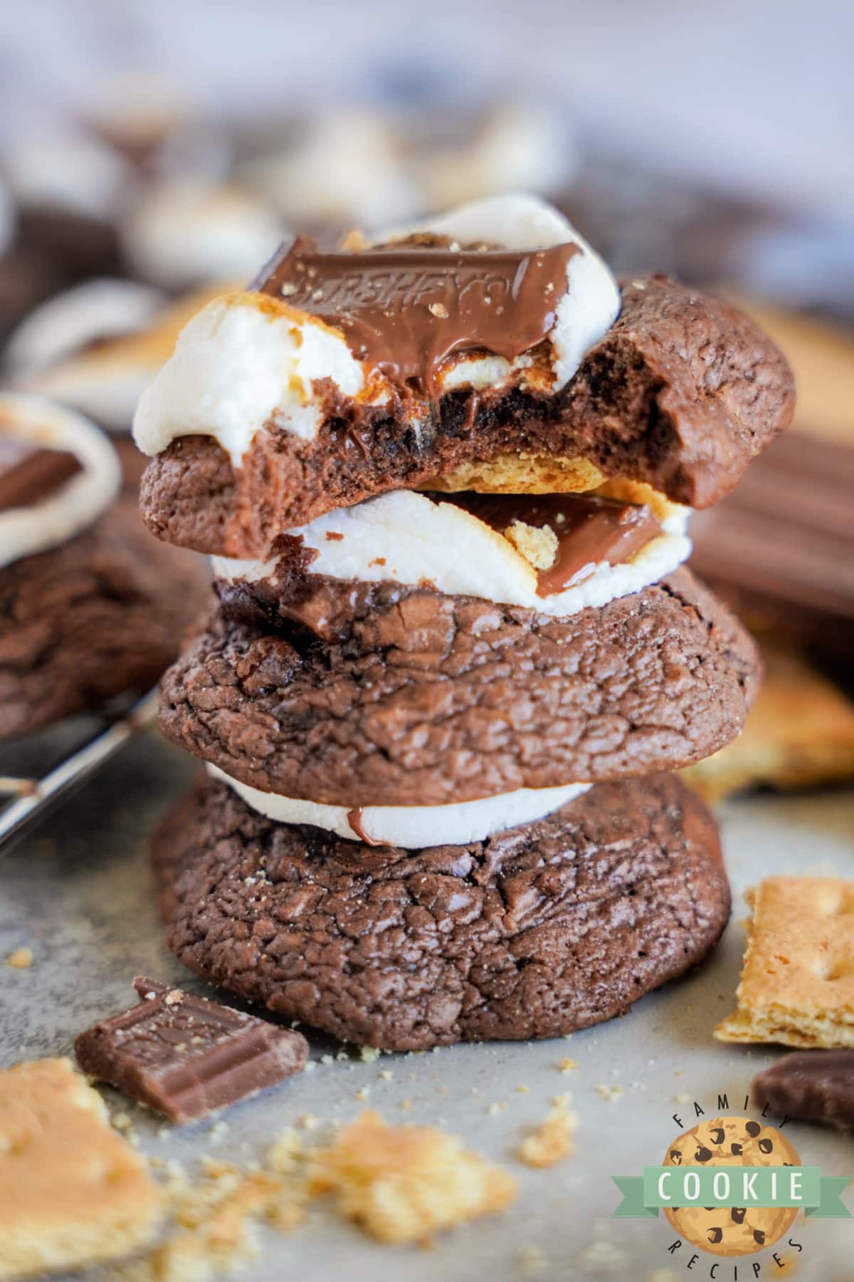 S'mores Brownie Mix Cookies made with brownie mix, graham crackers, and marshmallows. A deliciously easy cookie recipe that tastes like your favorite summer treat!