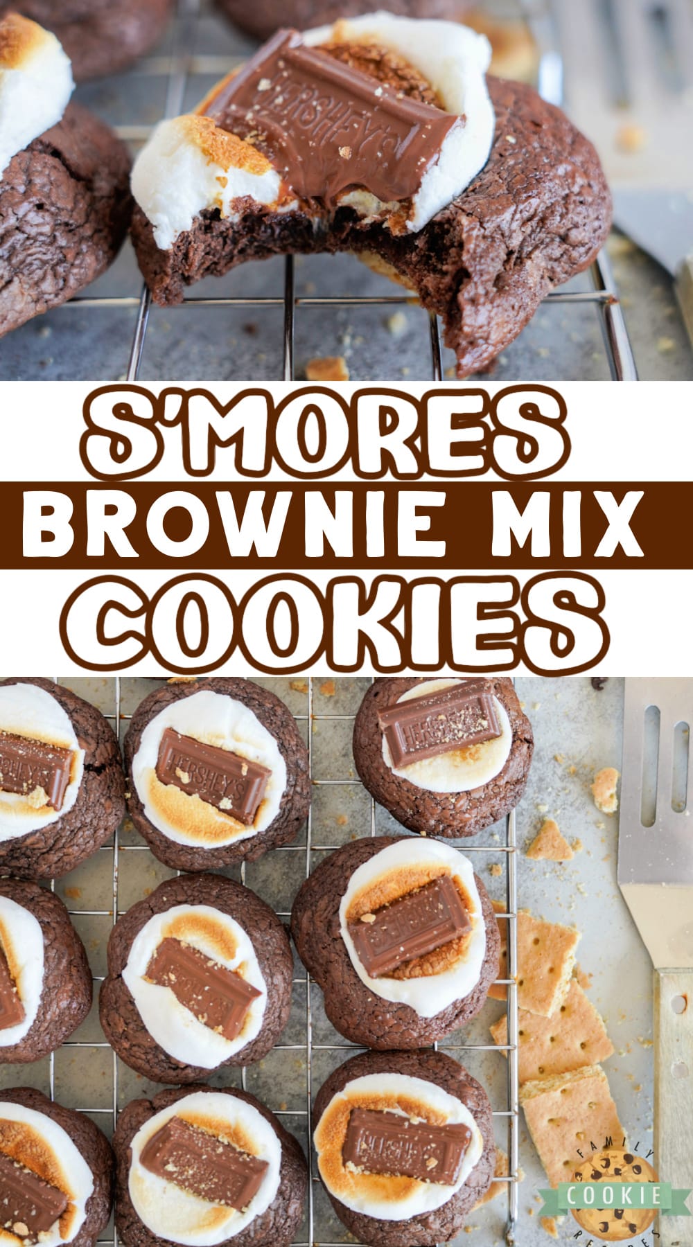 S'mores Brownie Mix Cookies made with brownie mix, graham crackers, and marshmallows. A deliciously easy cookie recipe that tastes like your favorite summer treat!