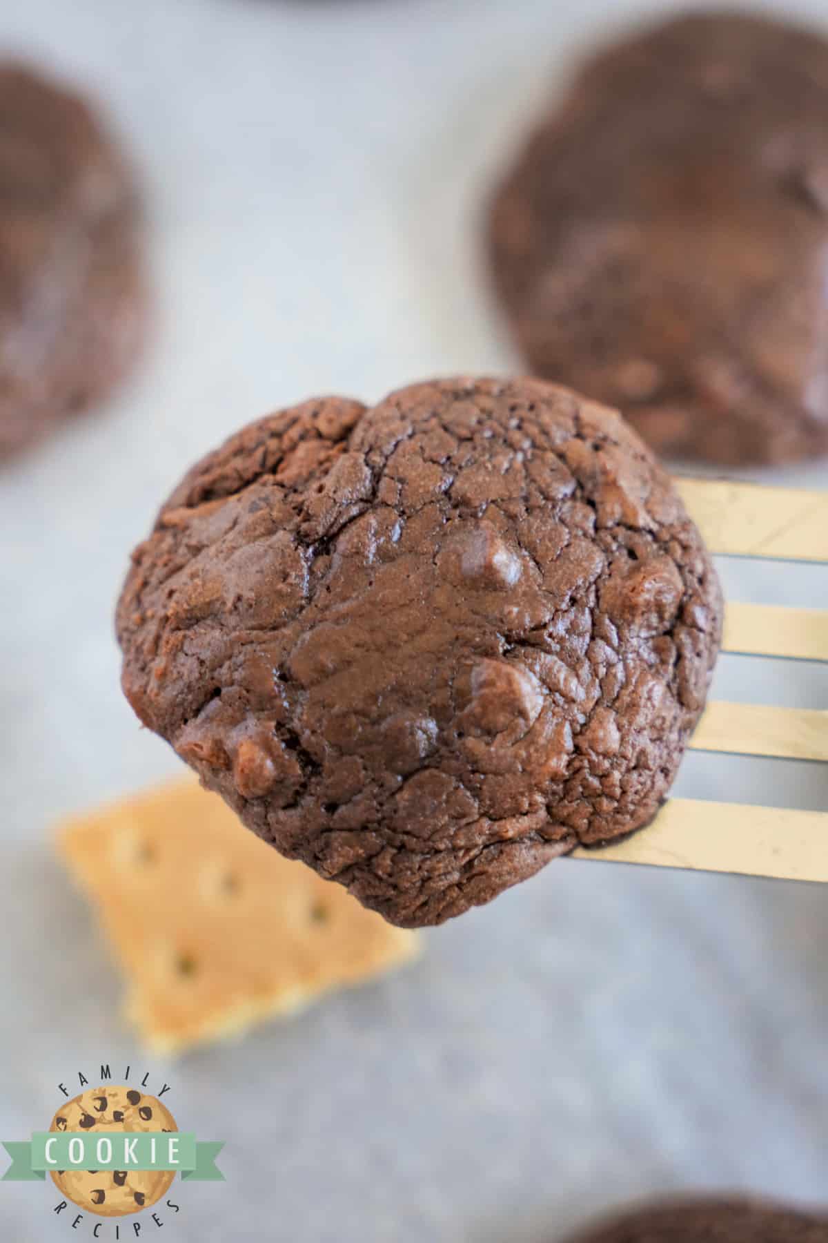 Placing brownie cookie on graham cracker square. 