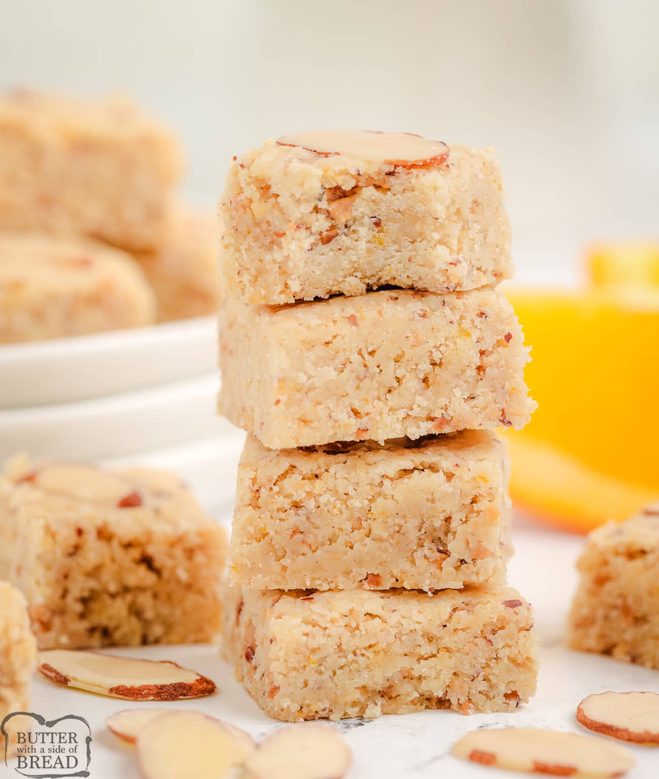 stack of almond citrus shortbread