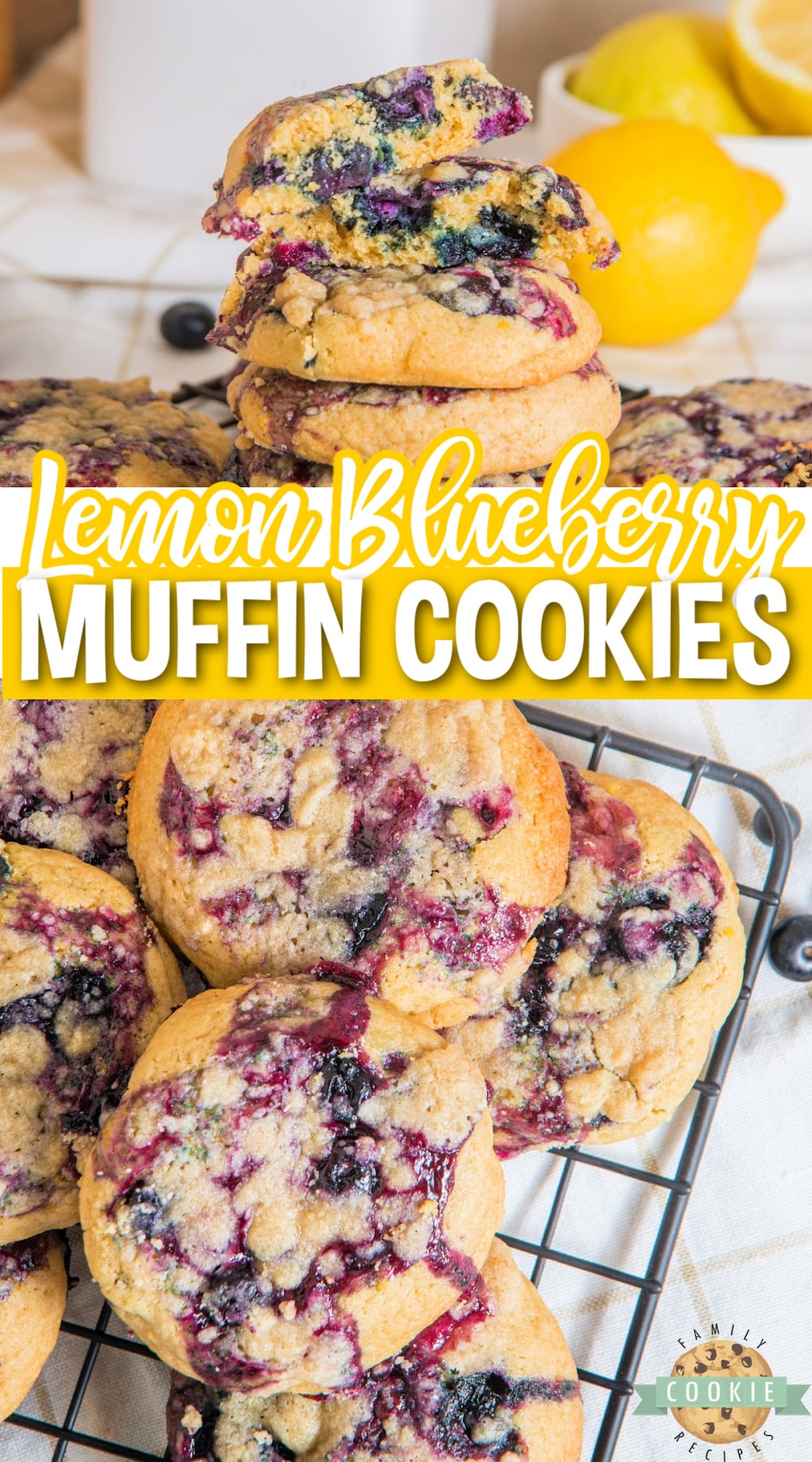 Lemon Blueberry Muffin Cookies are made from scratch with fresh blueberries and tons of lemon flavor! Delicious cookies topped with homemade blueberry jam and a crumbly streusel topping.