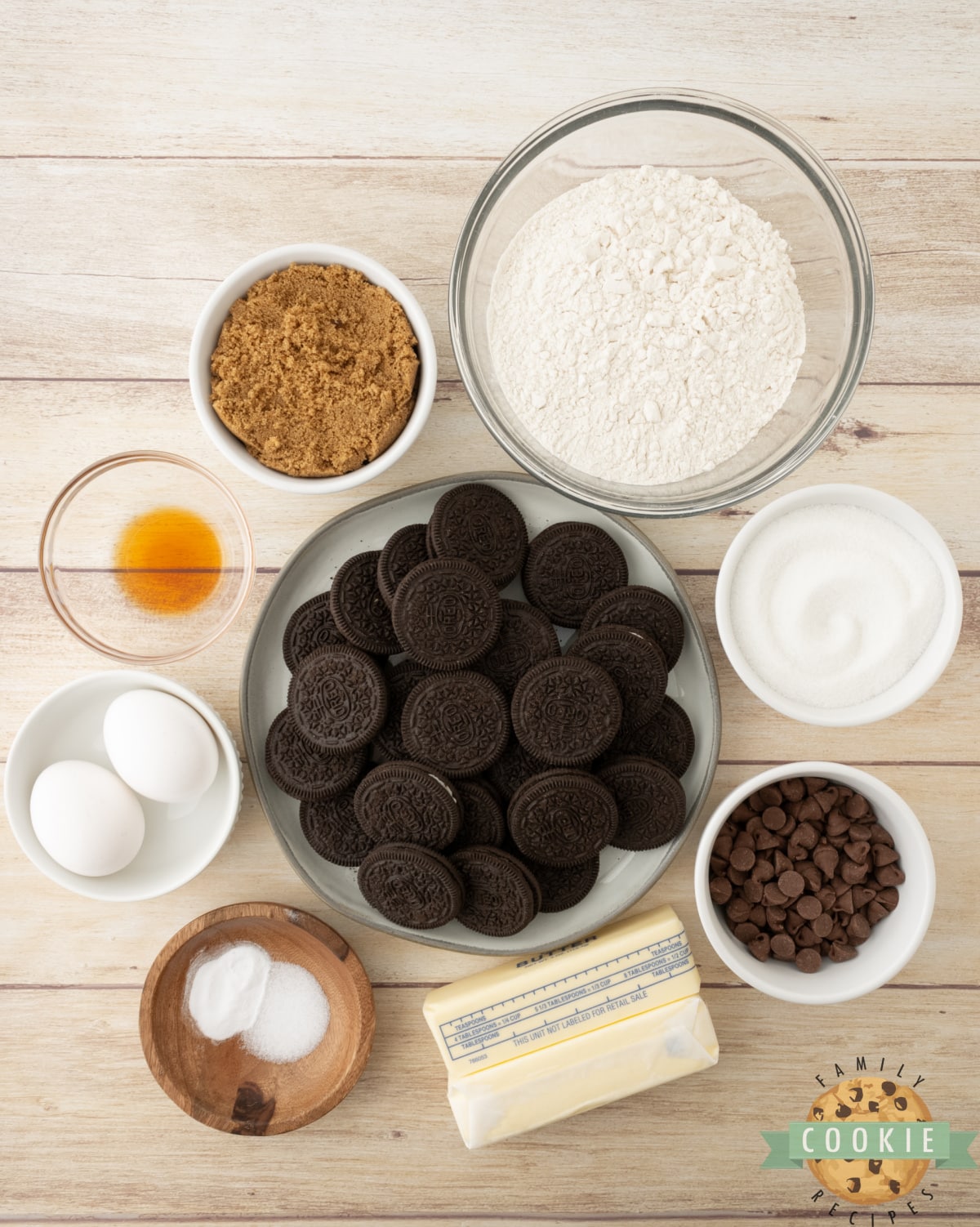 Ingredients in Oreo Cookie Bars.