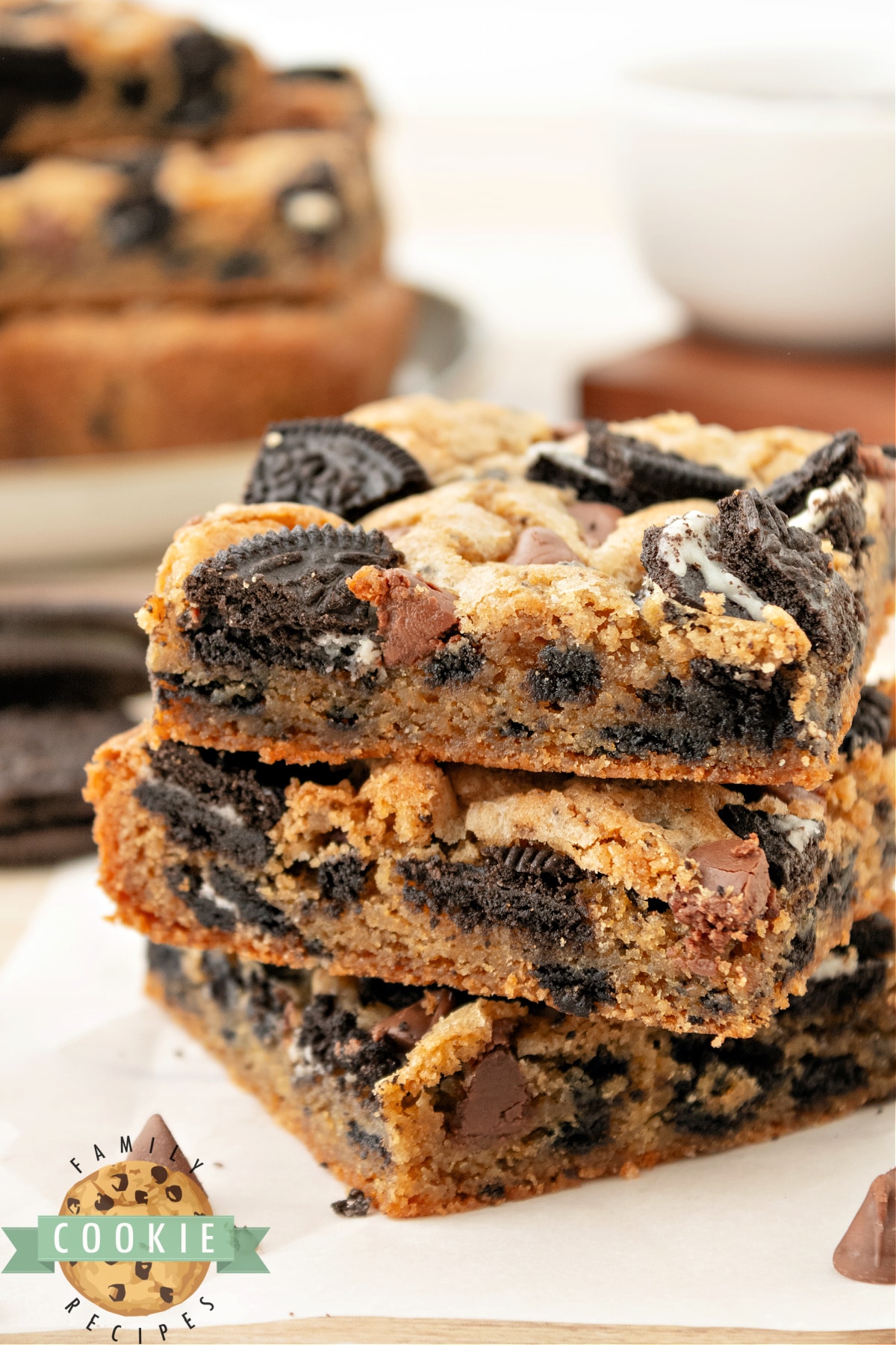 Stack of cookie bars.