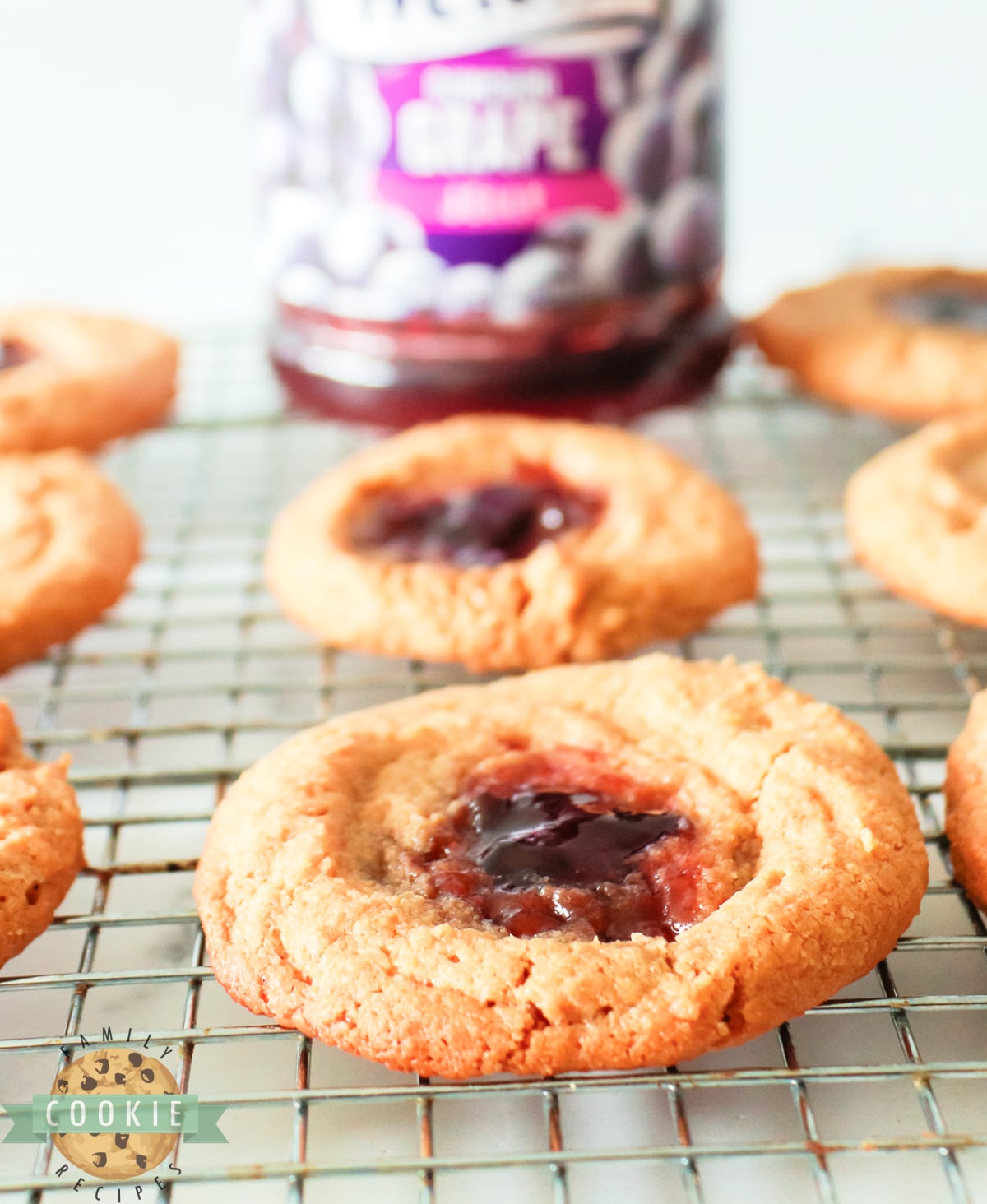 Peanut butter cookie with grape jelly. 