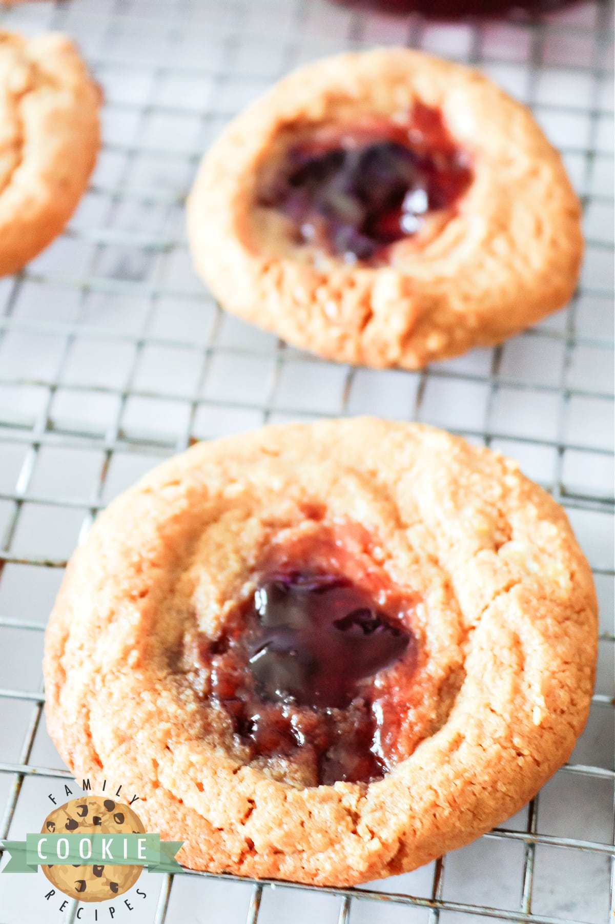 Peanut butter cookies made with jelly. 