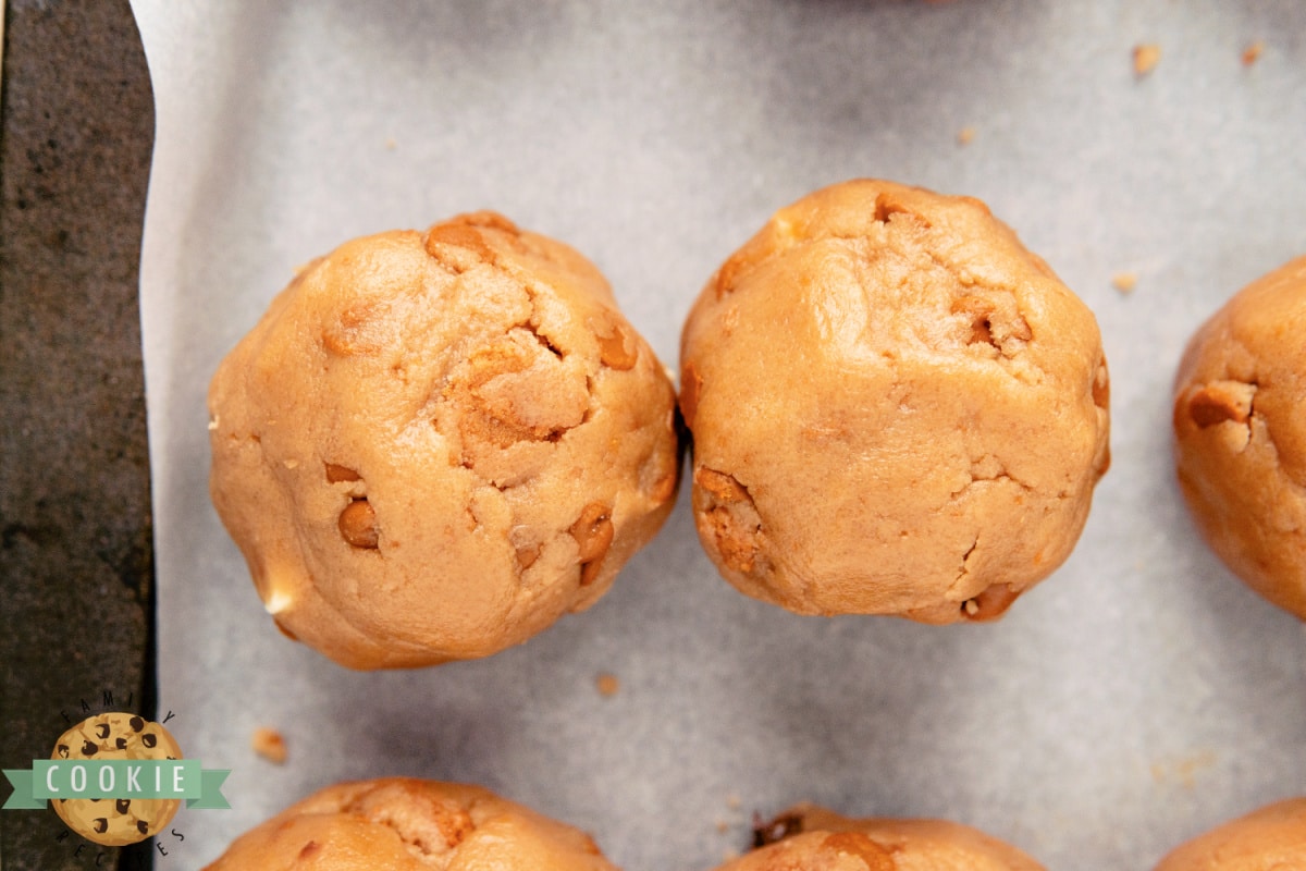 Shaped cookie dough balls. 