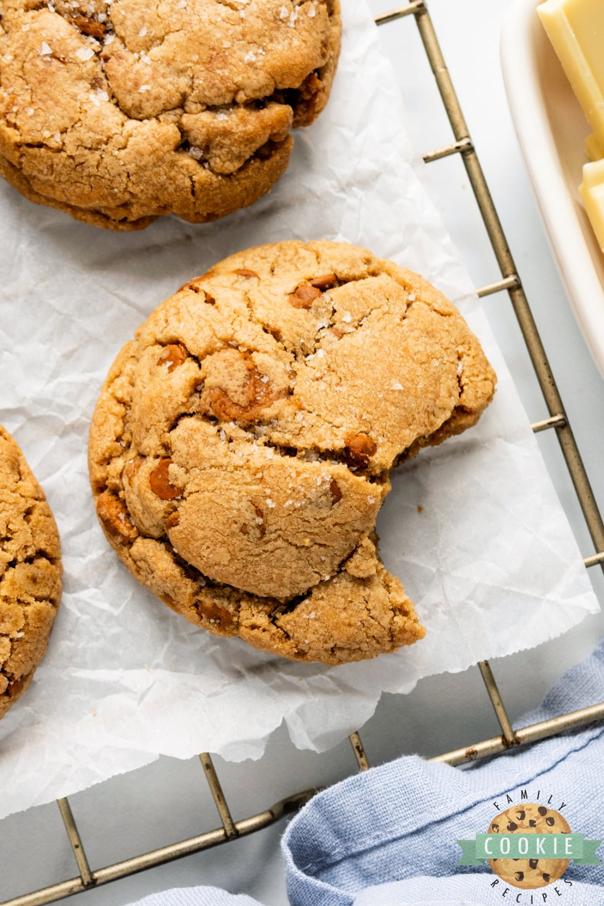 Baked cookies on wire baking rack. 