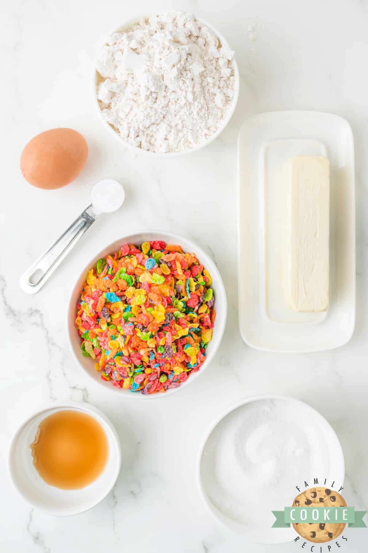 Ingredients in Fruity Pebbles Cookies.