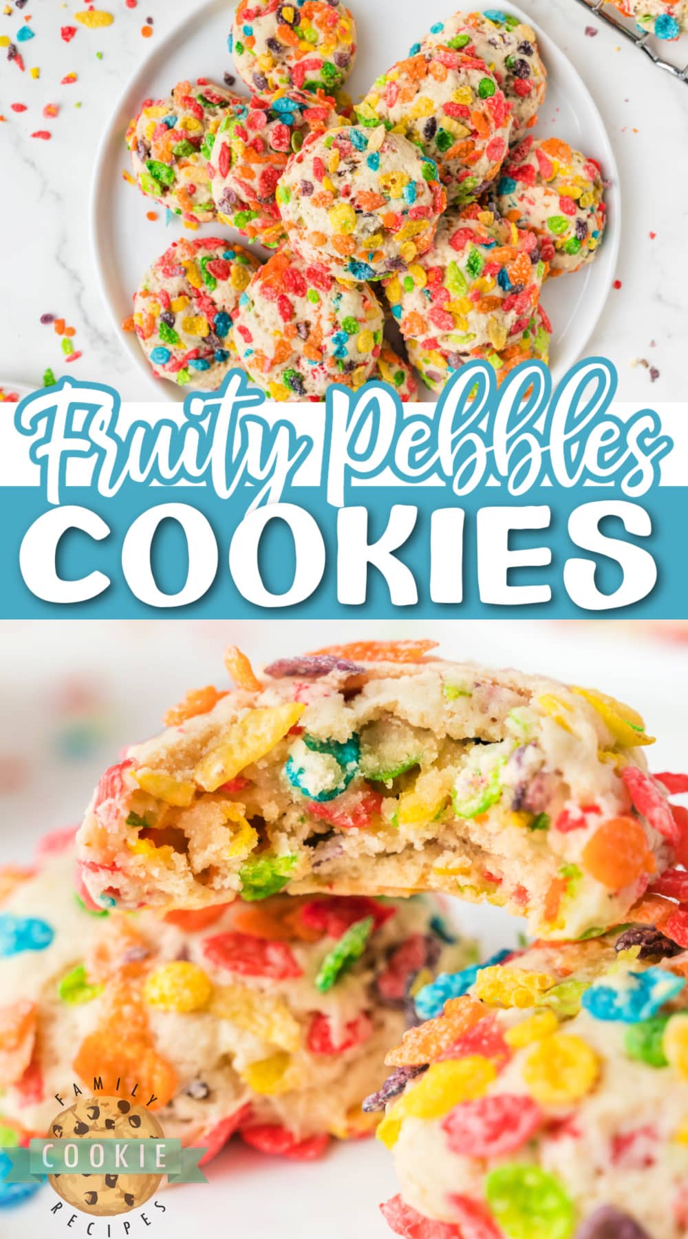 Fruity Pebbles Cookies are soft, sweet, and delicious. These cookies are colorful with a little bit of crunch!