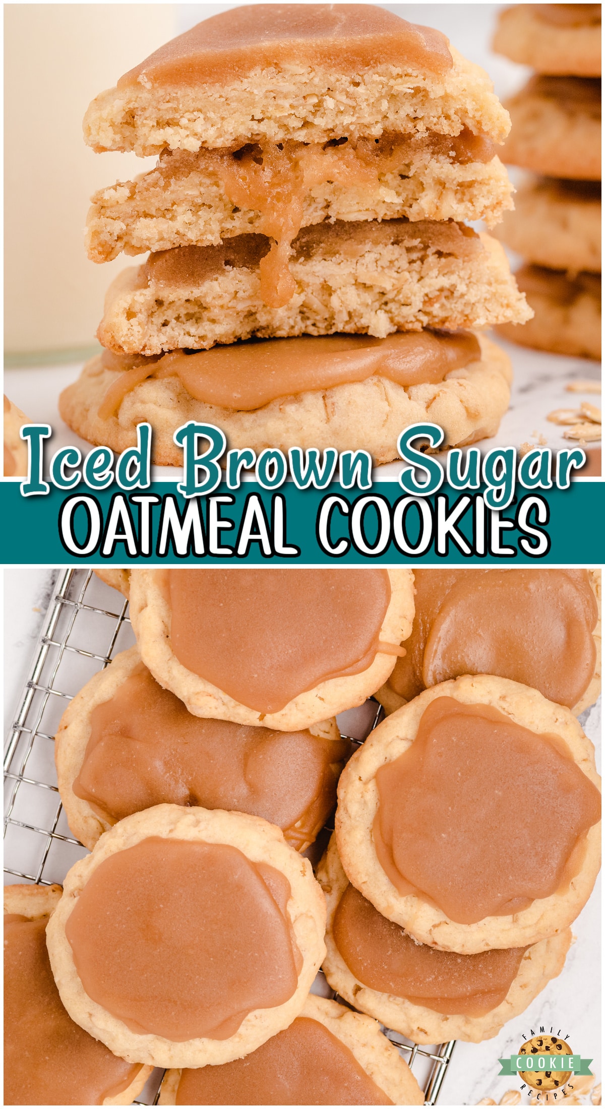 Brown Sugar Oatmeal Cookies are chewy cookies packed with incredible flavor! Made from scratch and topped with a brown sugar frosting, these oatmeal cookies are simply delightful.