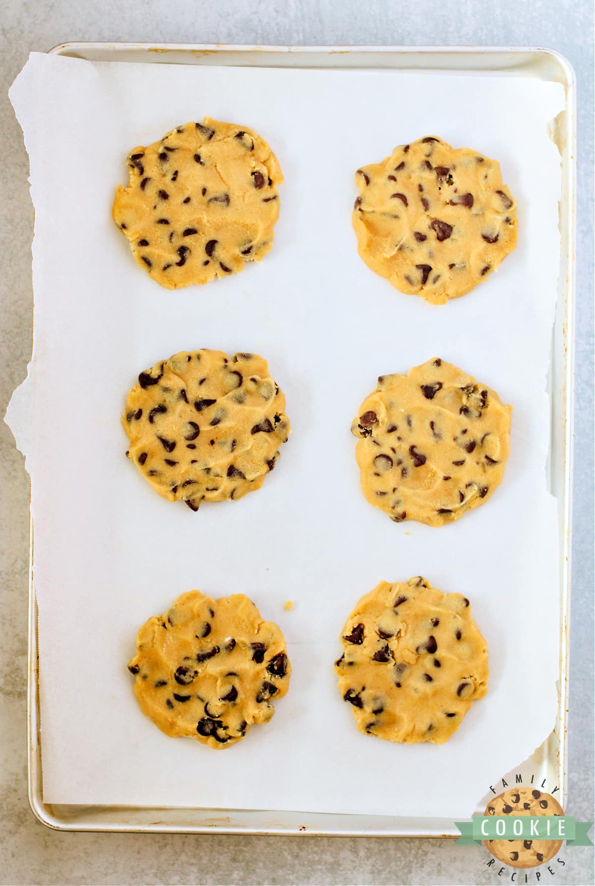 Flattened balls of cookie dough.