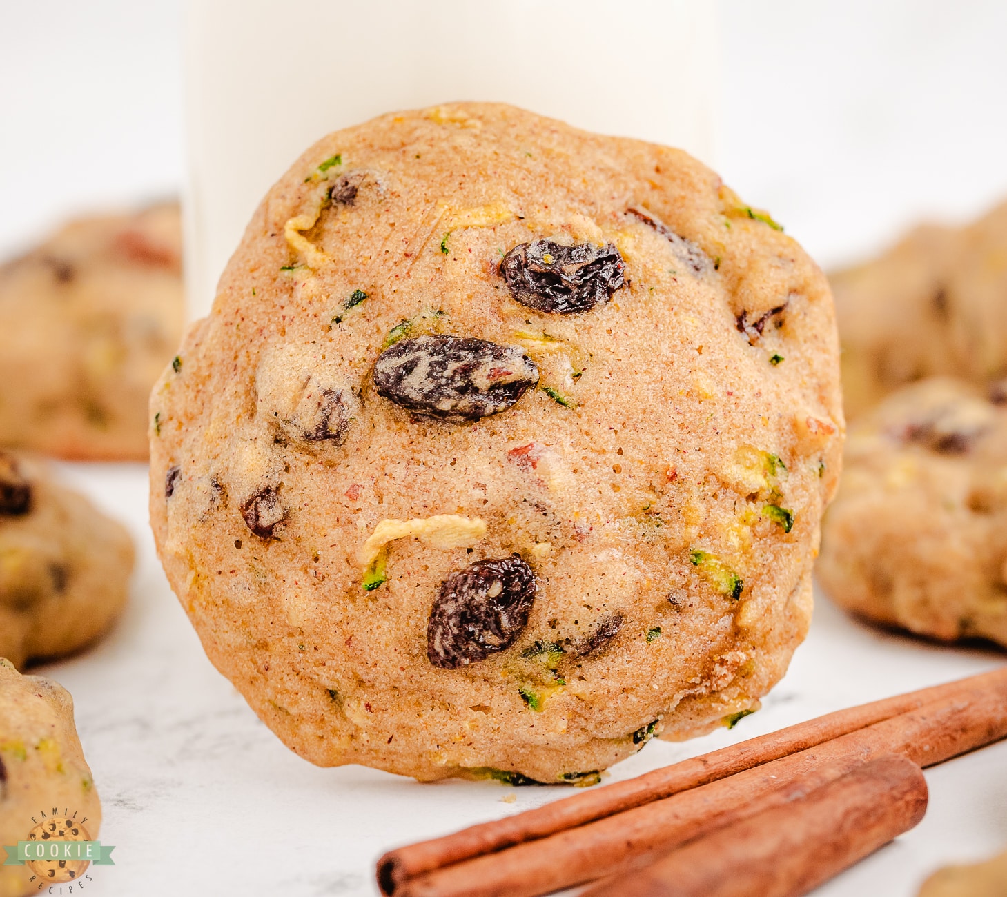 zucchini breakfast cookie with pecans and raisins