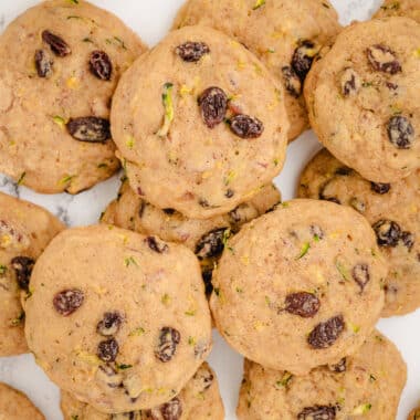 soft spiced Zucchini Breakfast Cookies with pecans and raisins