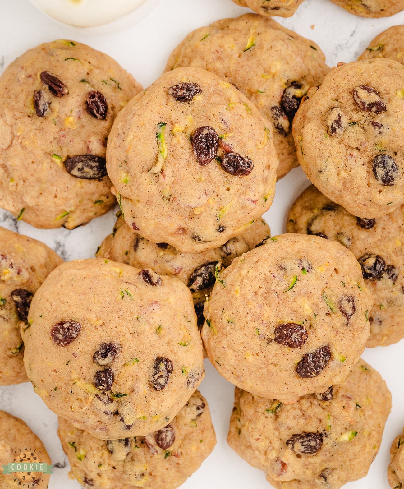 soft spiced Zucchini Breakfast Cookies with pecans and raisins