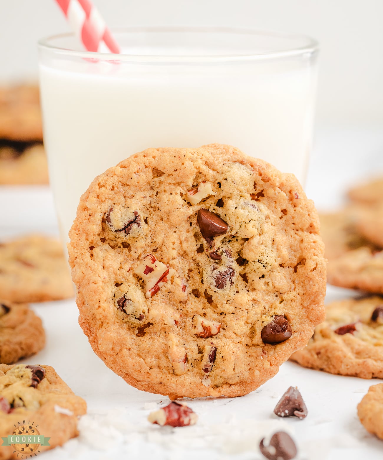 10 cup cookie with a glass of milk