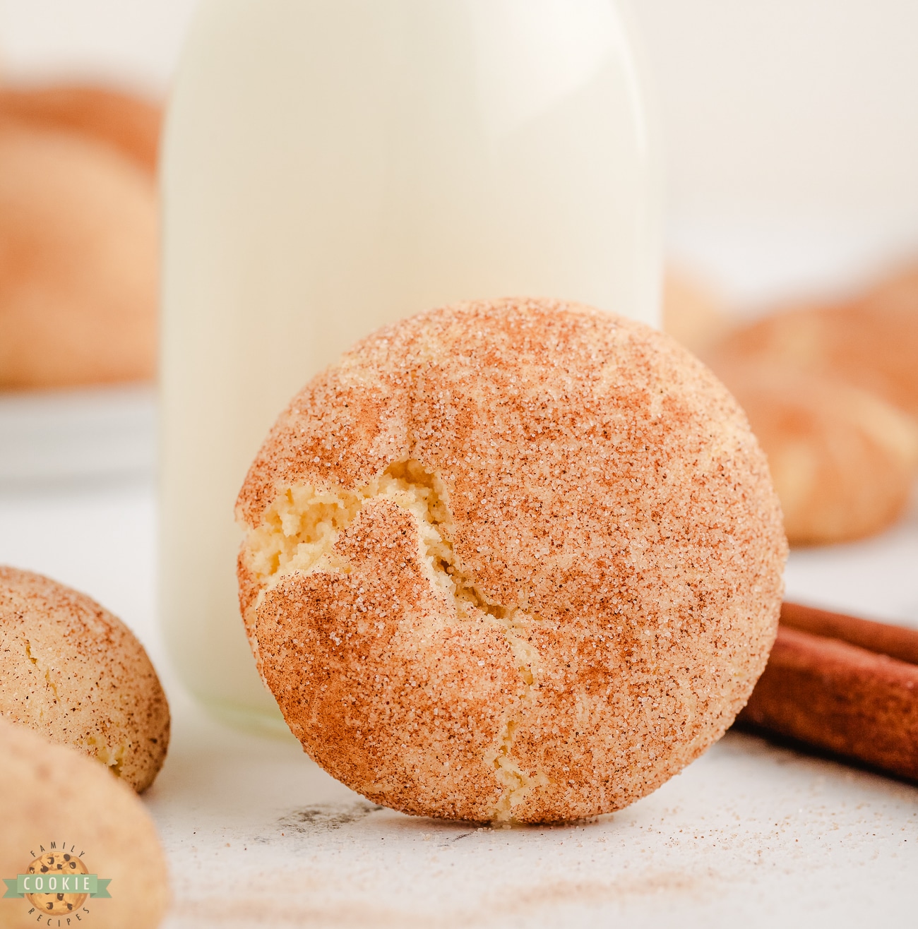 soft snickerdoodle cookie made with a cake mix 