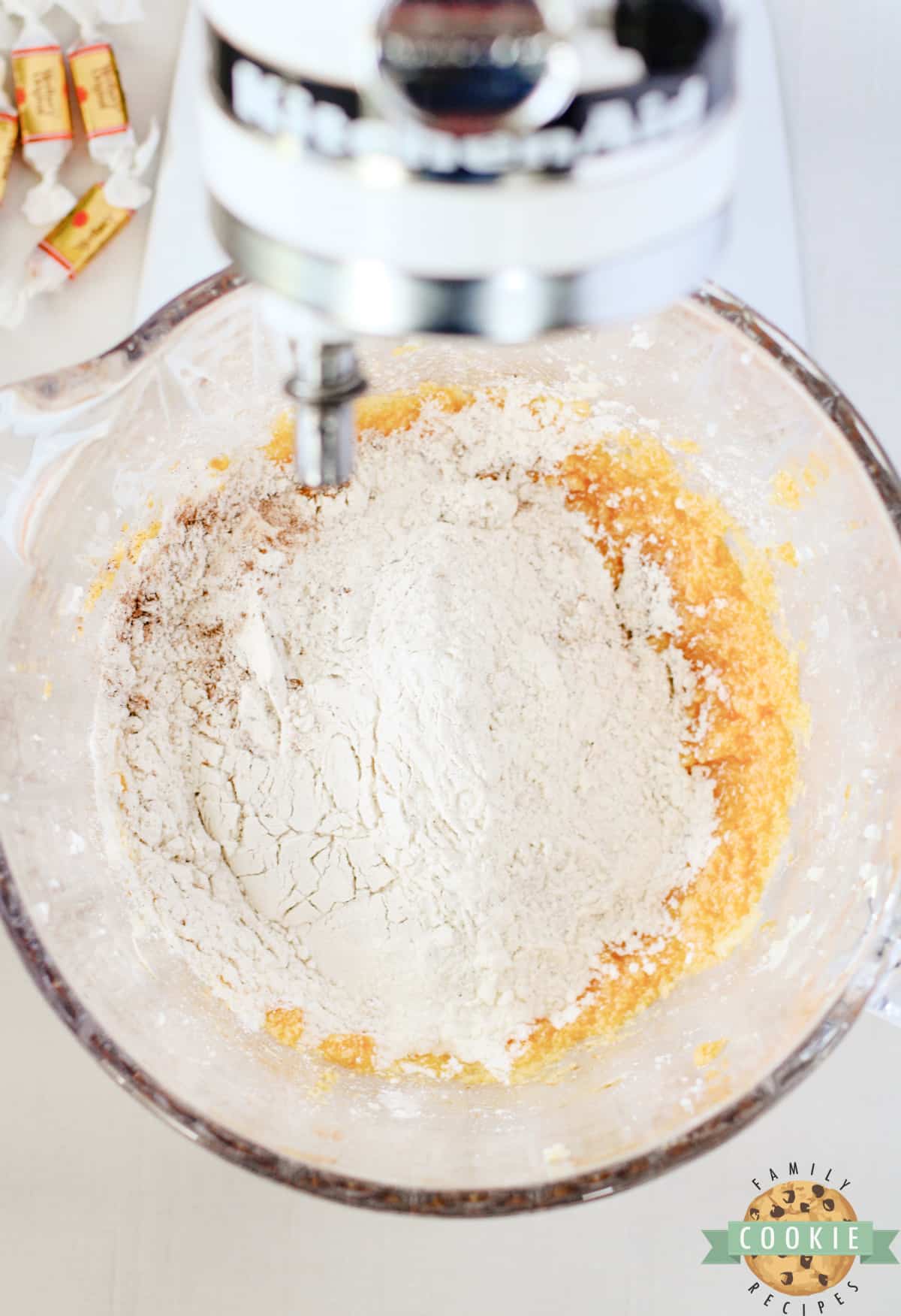 Mix wet and dry ingredients together. 