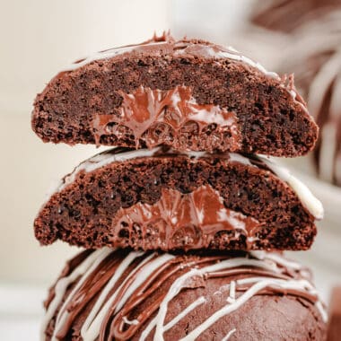 chocolate nugget stuffed cake mix cookies