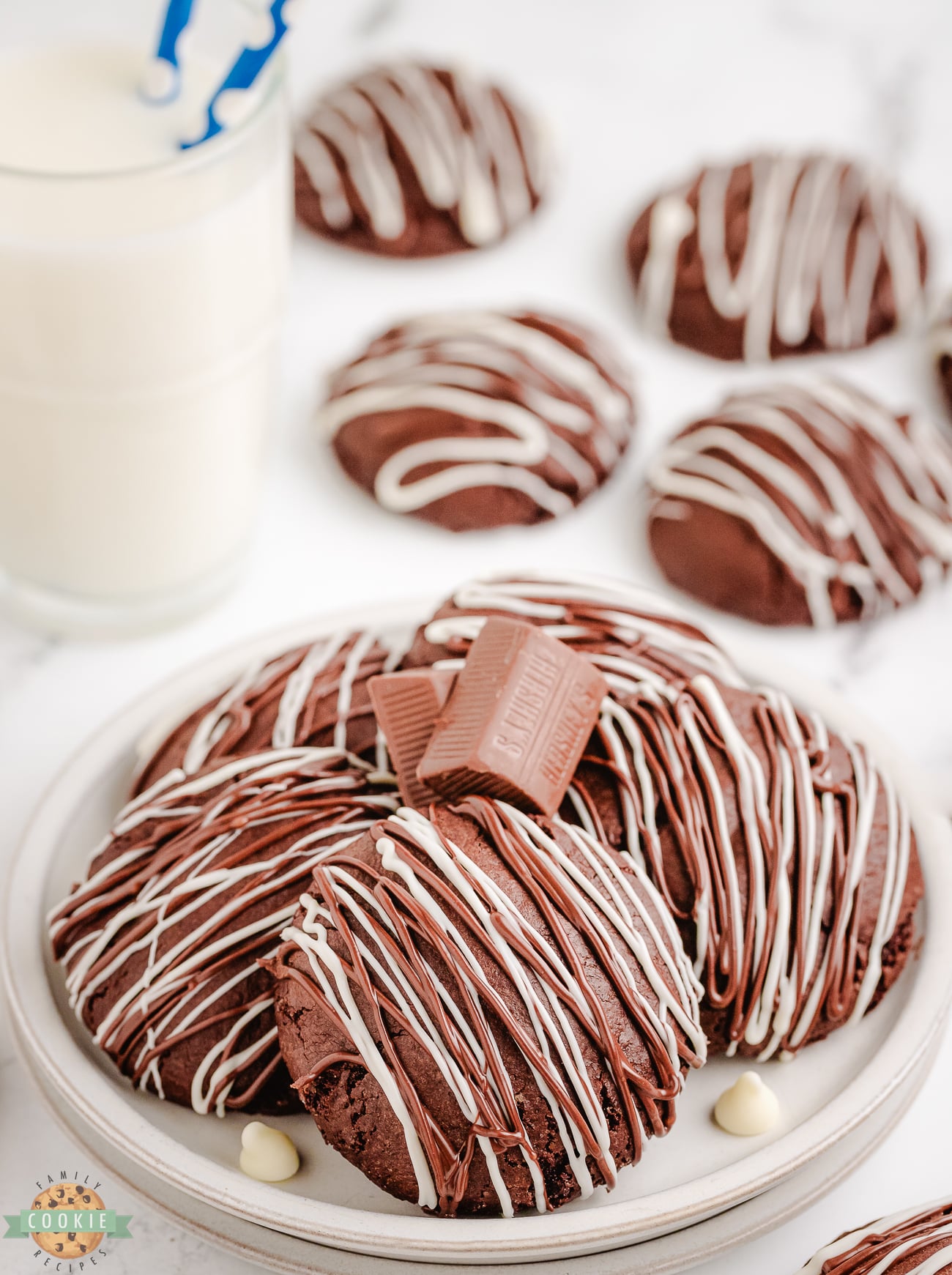 plateful of chocolate stuffed cake mix cookies