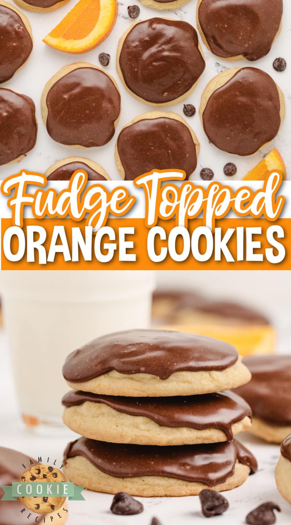 Fudge Topped Orange Cookies are soft, chewy orange cookies that are topped with a rich and creamy fudge topping. Delicious cookies made with the perfect combination of chocolate and orange.