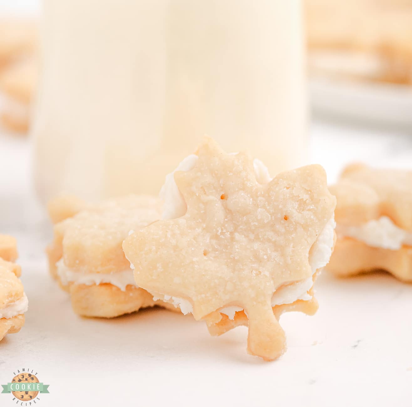 maple leaf sandwich cookies with a smooth maple buttercream filling