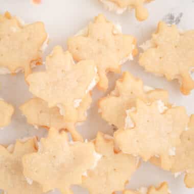 tray of maple sandwich cookies with maple buttercream filling