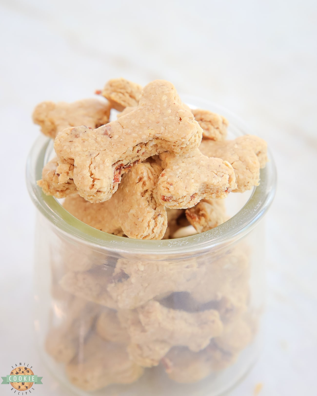 jar of homemade bacon dog biscuits