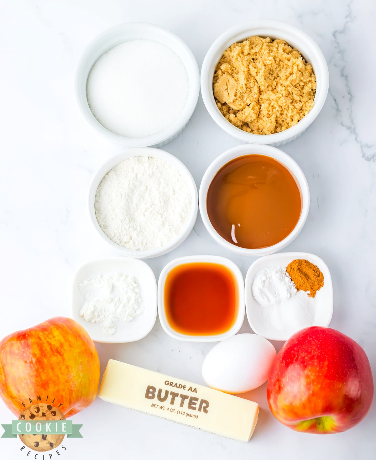 Ingredients in Spiced Apple Thumbprint Cookies.