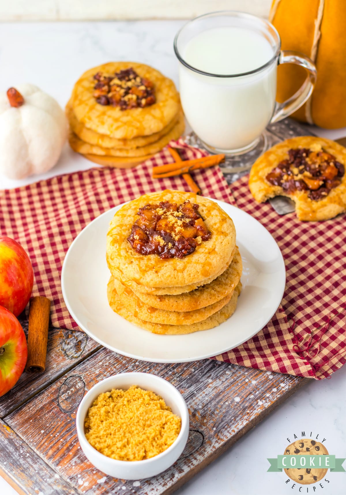 Thumbprint cookies with apple filling. 