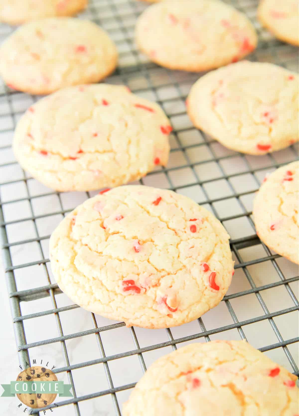 Baked cake mix cookies with sprinkles. 