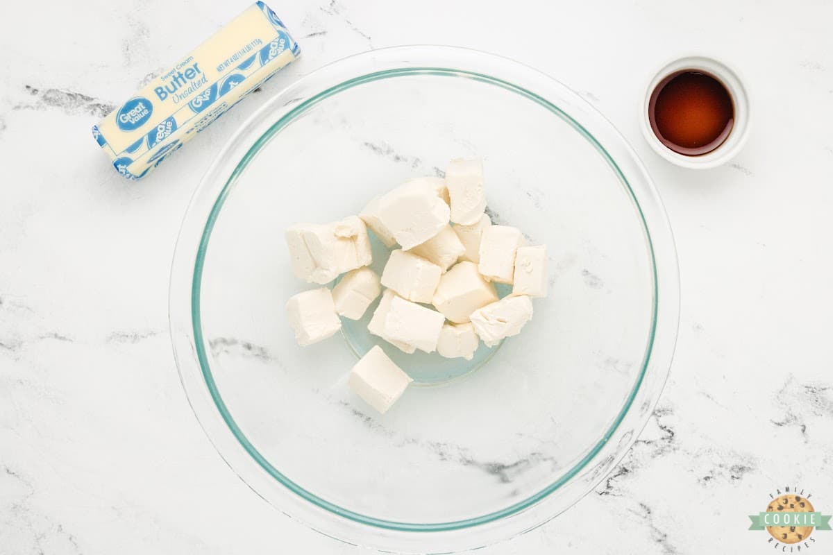 Cream cheese in a bowl. 