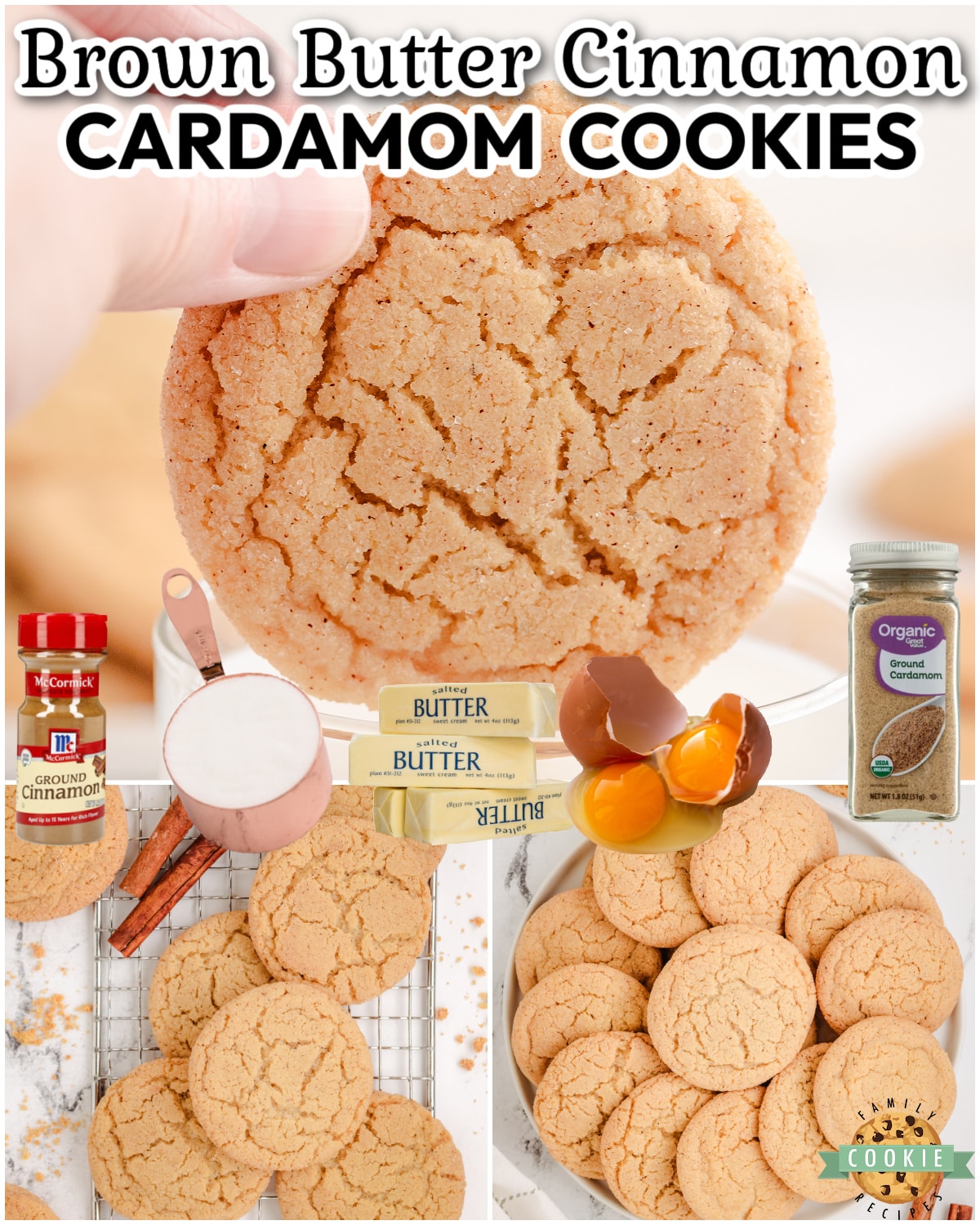 Browned Butter & Cardamom Sugar Cookies are a delicious and unique twist on the classic sugar cookie! These browned butter cookies have a rich, nutty flavor & a warm, spicy kick from the cardamom.