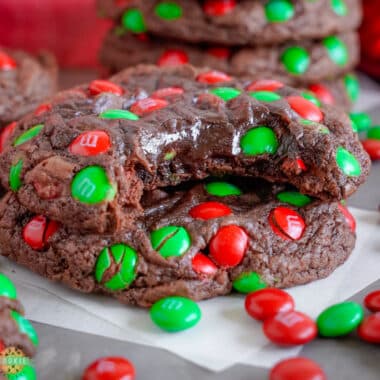 Brownie Christmas M&M cookies