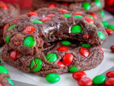 Brownie Christmas M&M cookies