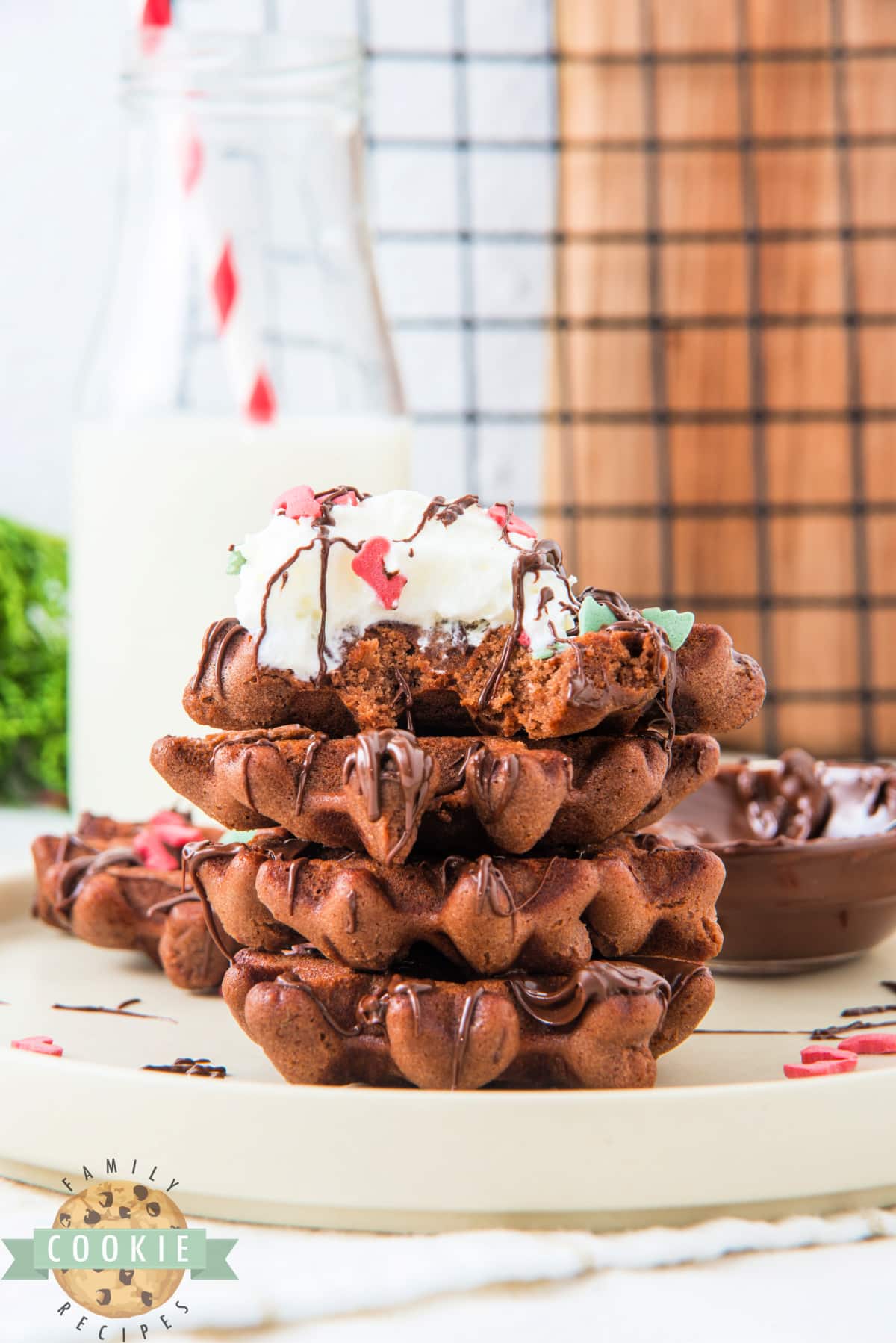 Chocolate waffle cookies. 