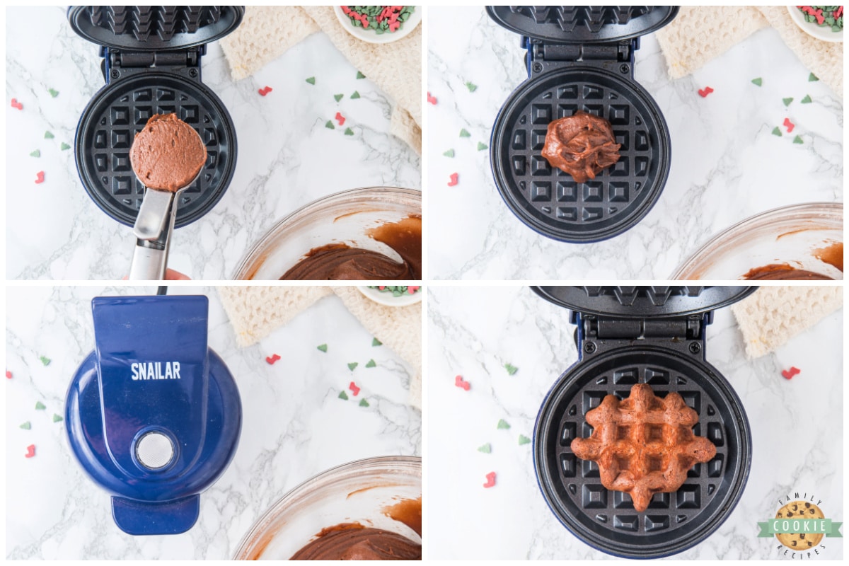 Cooking cookie dough in a waffle maker. 