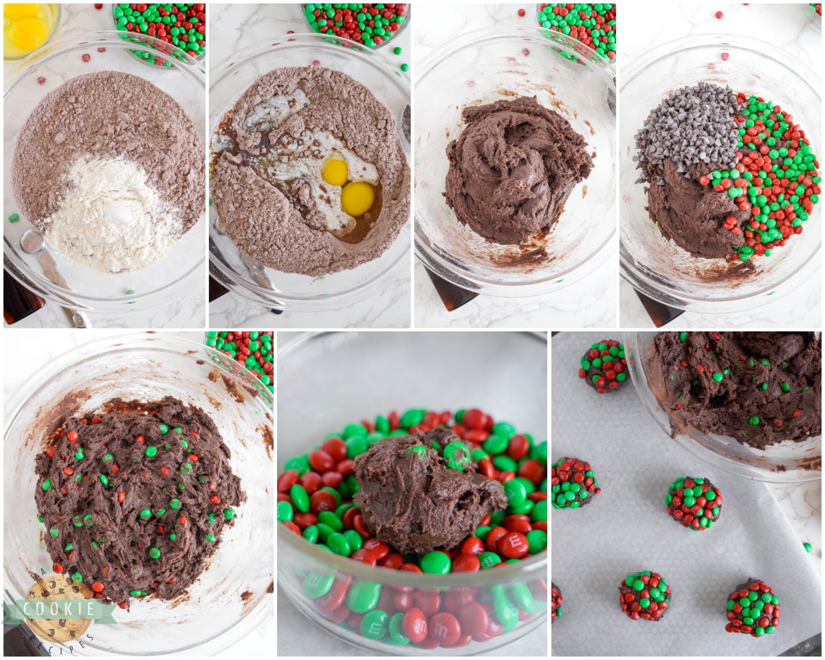 how to make Christmas M&M Brownie cookies