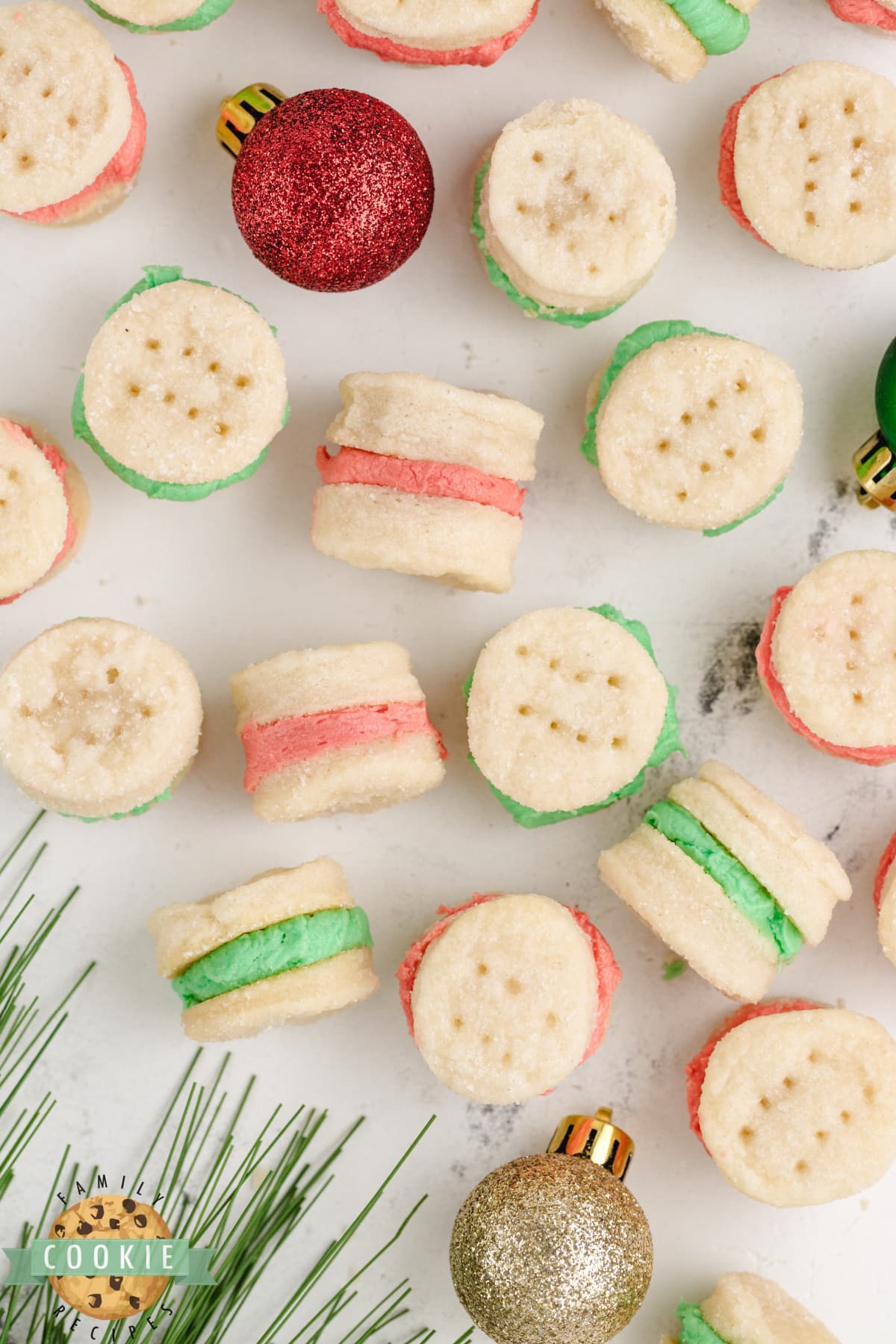 Mini Christmas cookies sandwiches.